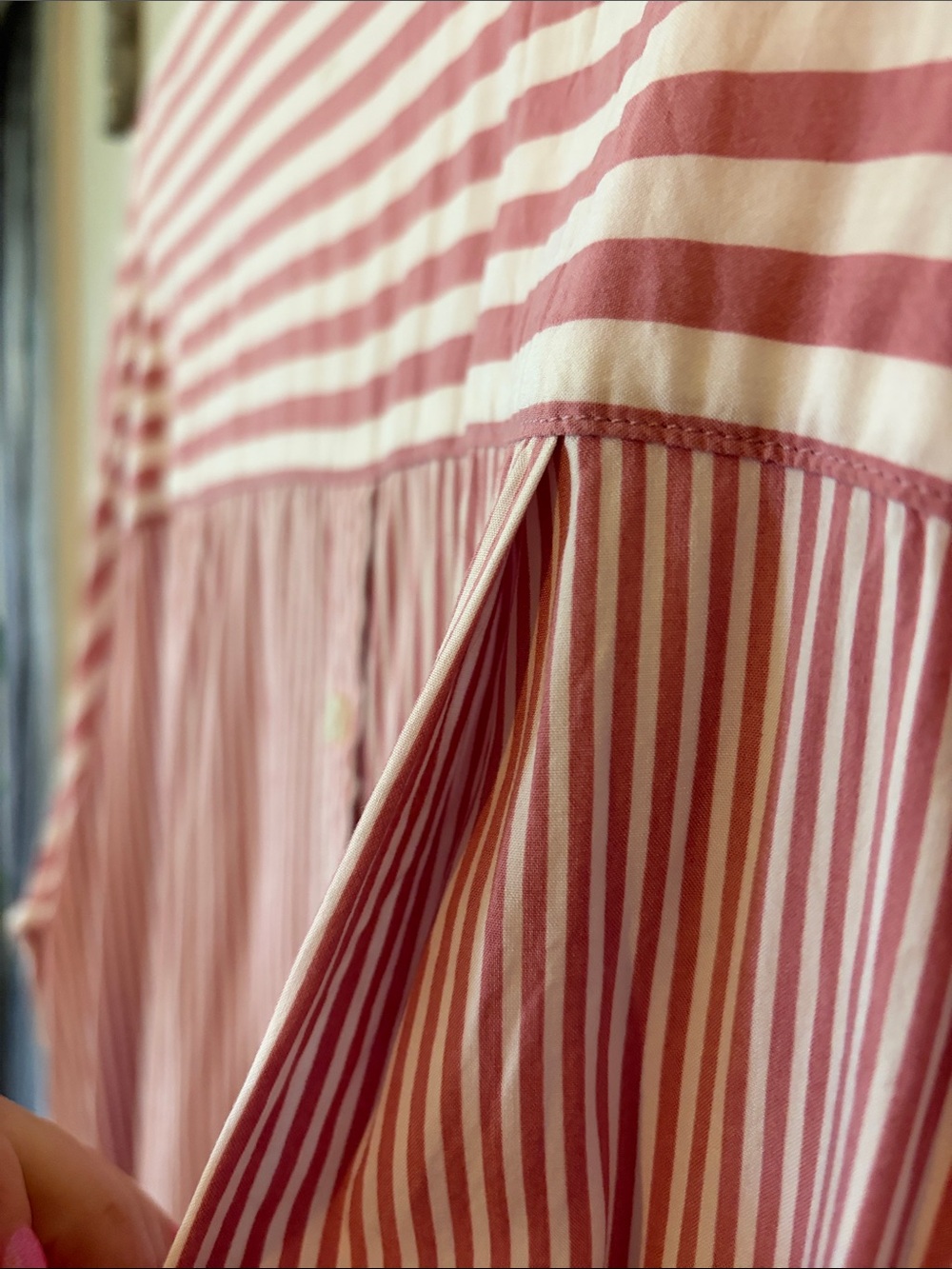 JANE + DELANCEY | Striped Pink and White Collared Women's Top - Picture 11 of 14